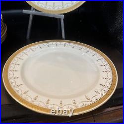 Royal cauldon england Gold Trim Swag Set Of 10 Dinner Plates 10 1/4 In