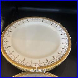 Royal cauldon england Gold Trim Swag Set Of 10 Dinner Plates 10 1/4 In