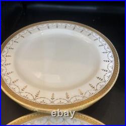 Royal cauldon england Gold Trim Swag Set Of 10 Dinner Plates 10 1/4 In