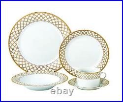 Royalty Porcelain 20-pc Dinner Set'Gold Mesh', Bone China Porcelain
