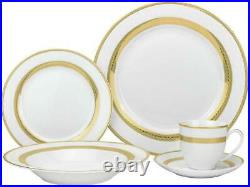 Royalty Porcelain 20-pc'Gold Rope' Dinner Set, Bone China Porcelain