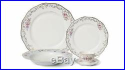 Royalty Porcelain 20-pc Romantic Bloom Dinner Set for 4, 24K Gold-Plated