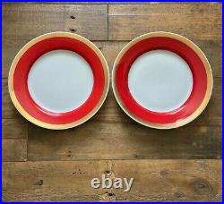 Russian vintage YAEBO red band gold trim porcelain dinner plates