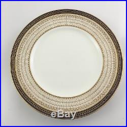 SET 4 Cauldon English 10-3/4 Dinner Plates Gold Arches & Cobalt V4092