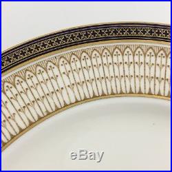 SET 4 Cauldon English 10-3/4 Dinner Plates Gold Arches & Cobalt V4092