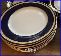 SET 7 Rosenthal EMINENCE 5107 Cobalt Blue Gold Laurel Dinner Plates 10 3/8