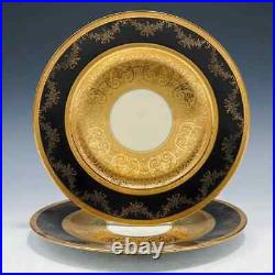 SET OF 16 HUTSCHENREUTHER COBALT and GOLD DINNER PLATES