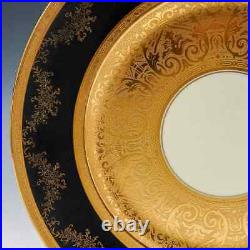 SET OF 16 HUTSCHENREUTHER COBALT and GOLD DINNER PLATES