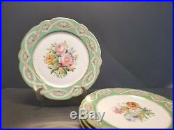 SET OF 4 Antique H&C Limoges Plates 9-3/8 Scalloped Hand Painted Gilded Floral