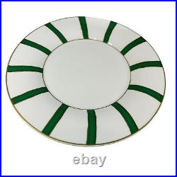 SET OF 4 -Geminiano Cozzi Striche Verte Green Gold Dinner Salad Bread Plate Bowl