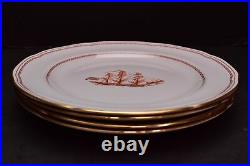SET OF 4 Vintage SPODE Dinner Plates Trade Winds Red RUST (GOLD TRIM) W128