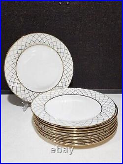 SET OF 8- CIROA Luxe Metallic Gold CRISS CROSS 10 3/4 Dinner Plates