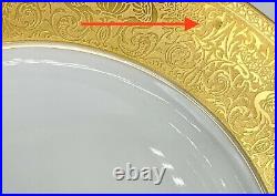 SET OF 8 GORGEOUS c1930 H&CO HEINRICH GOLD ENCRUSTED LARGE DINNER PLATES, HC144