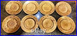 SET OF 8 Royal Bavarian Hutschenreuther Selb Encrusted Gold Gilt Dinner Plates