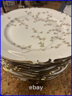 SET Of 11 Dinner Plates Heinrich & Co Selb Bavaria GERMANY Gold rim VINES 10