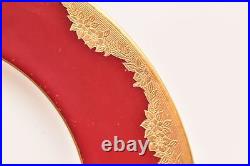 SET of 6 Antique Minton Red Plates gold encrusted 10 1/8 border Garland RA8796