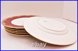 SET of 6 Antique Minton Red Plates gold encrusted 10 1/8 border Garland RA8796