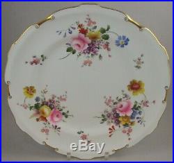 SEVEN Royal Crown Derby Posie / Posies Dinner Plates with Gold Trim