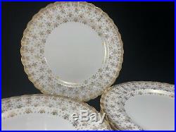 SPODE Copeland FLEUR DE LYS Gold Trim DINNER PLATES 8pcs Bone China Earthenware