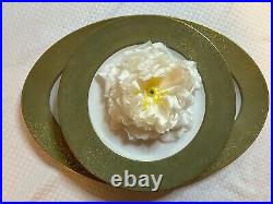 Sango China Versailles #3632 Green Gold Trim 4 Dinner Plates & 1 Serving Plate