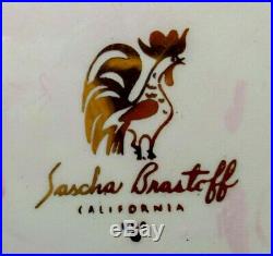 Sascha Brastoff 4 Vint Surf Ballet Marbleized Pink & Gold Glazed Dinner Plates
