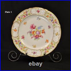 Schumann 4 Dinner Plates 1955 Empress Fuzzy Pink Pointed Purple Dresden Flowers