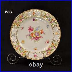 Schumann 4 Dinner Plates 1955 Empress Fuzzy Pink Pointed Purple Dresden Flowers