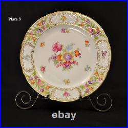 Schumann 4 Dinner Plates 1955 Empress Fuzzy Pink Pointed Purple Dresden Flowers