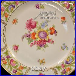 Schumann 4 Dinner Plates 1955 Empress Fuzzy Pink Pointed Purple Dresden Flowers