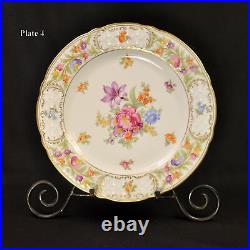 Schumann 4 Dinner Plates 1955 Empress Fuzzy Pink Pointed Purple Dresden Flowers