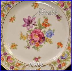 Schumann 4 Dinner Plates 1955 Empress Fuzzy Pink Pointed Purple Dresden Flowers