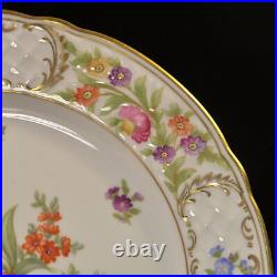 Schumann 4 Dinner Plates 1955 Empress Fuzzy Pink Pointed Purple Dresden Flowers