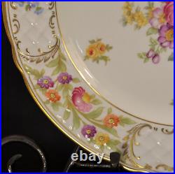 Schumann 4 Dinner Plates 1955 Empress Fuzzy Pink Pointed Purple Dresden Flowers