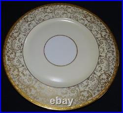 Selb Bavaria Set of 12 Dinner Plates Intricate Gold withIvory & White Background