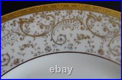 Selb Bavaria Set of 12 Dinner Plates Intricate Gold withIvory & White Background