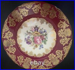Set 10 Antique Rosenthal Ivory Red Bavaria Dinner Plates Roses Gold Floral Medal