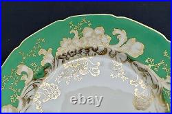 Set 10 Rosenthal Ivory Green and Gold Dinner Plates 10 1/2 inches Ca. 1930s