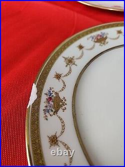 Set 12 Cauldon England Gold Encrusted Floral & Urns Dinner/Service Plates RARE