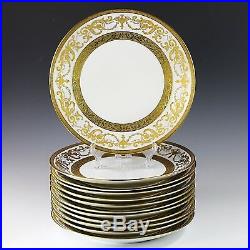 Set 12 Dinner Plates Vintage Bohemian Premium porcelain De Luxe gold encrusted