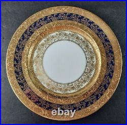 Set 12 Gilt Gold/blue Hutschenreuther Selb Royal Bavarian Plates Favorite