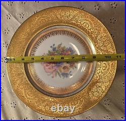 Set 12 Heinrich&Co Bavaria Gold Encrusted Hand Painted Dinner Plates Ovington