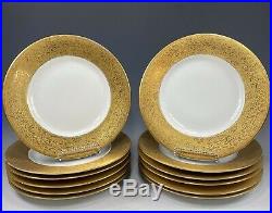Set 12 Hutschenreuther Bavaria Porcelain Service Dinner Plates Encrusted Gold