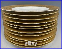 Set 12 Hutschenreuther Bavaria Porcelain Service Dinner Plates Encrusted Gold