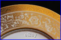 Set 12 Minton Bone China Gold Encrusted Porcelain Ball Dinner Plates H5161