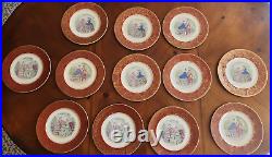 Set 12 Vintage Century by Salem 23 Karat Gold Victorian Women Dinner Plates