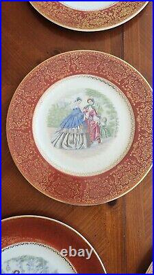 Set 12 Vintage Century by Salem 23 Karat Gold Victorian Women Dinner Plates