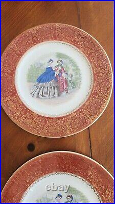 Set 12 Vintage Century by Salem 23 Karat Gold Victorian Women Dinner Plates