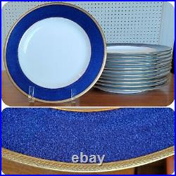 Set 12 Wedgwood Antique Powder Blue Gold dinner luncheon salad Plates -9 china