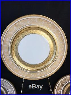 Set 4 Antique Heinrich & Co. Selb Bavaria Gold Gilt Encrusted Dinner Plates 11