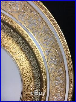 Set 4 Antique Heinrich & Co. Selb Bavaria Gold Gilt Encrusted Dinner Plates 11